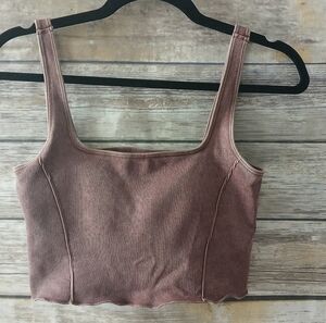 Forever 21 Dusty Pink Ribbed, Cropped, Tank Top, Size M